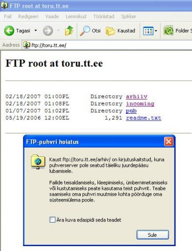 Ftp-puhvri hoiatus