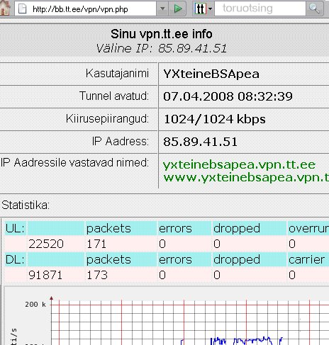 Kui VPN �hendus on t��s