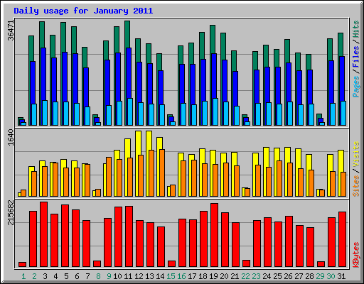Daily usage for January 2011