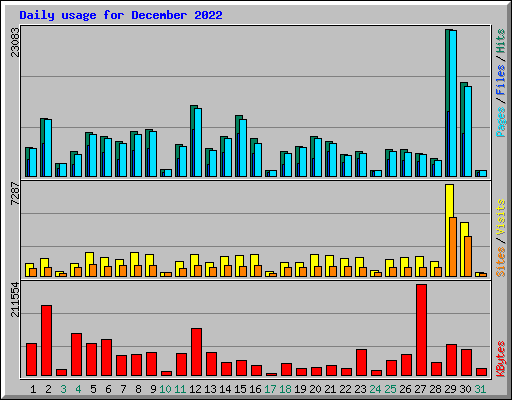 Daily usage for December 2022