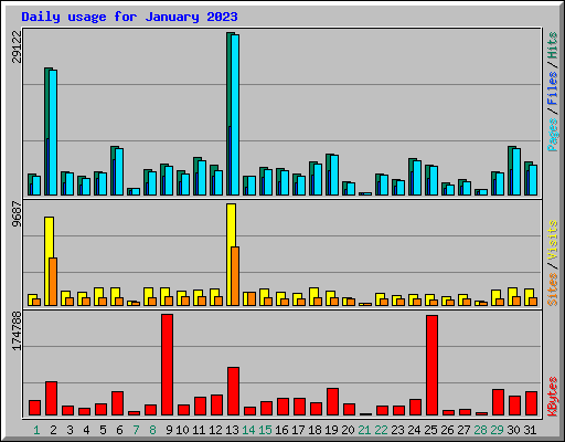 Daily usage for January 2023