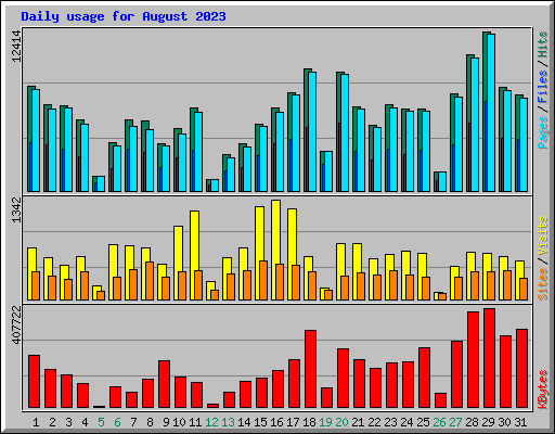 Daily usage for August 2023