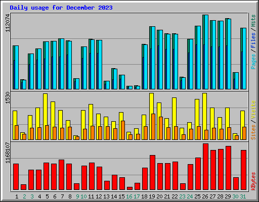 Daily usage for December 2023