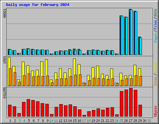 Daily usage for February 2024