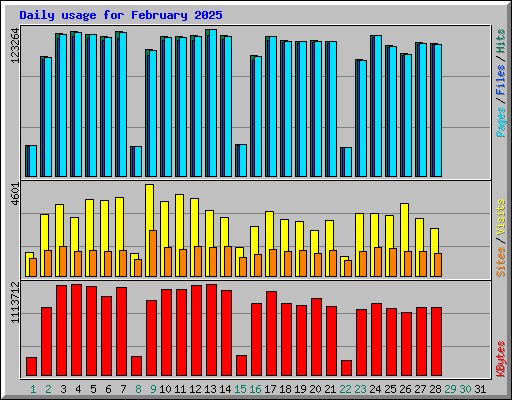 Daily usage for February 2025